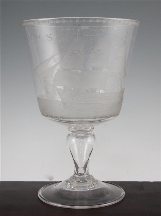 Napoleonic Wars Interest: A massive glass commemorative goblet, early 20th century, 32cm.